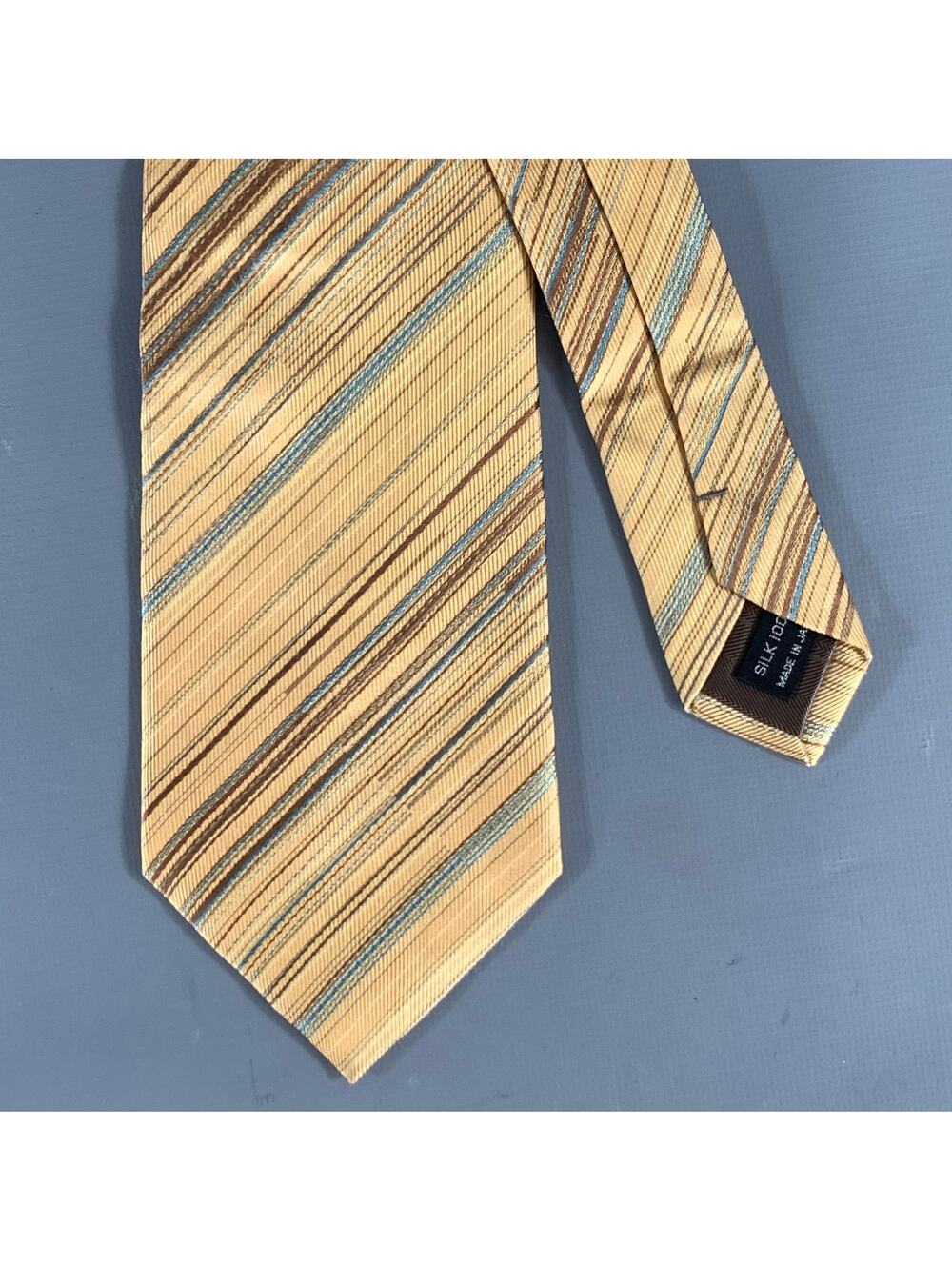 ISSEY MIYAKE Yellow Blue Geometric Silk Tie